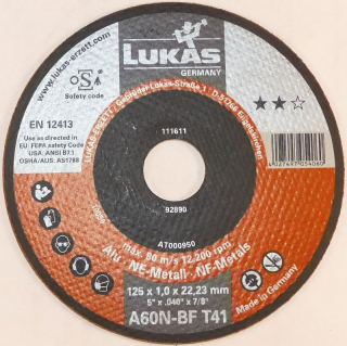 Kotouč řezný T41 125x1 A60N-BF HLINÍK LUKAS